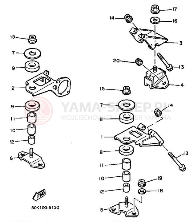 Schemat "Mocowanie silnika" do Yamaha PHAZER PZ480K
