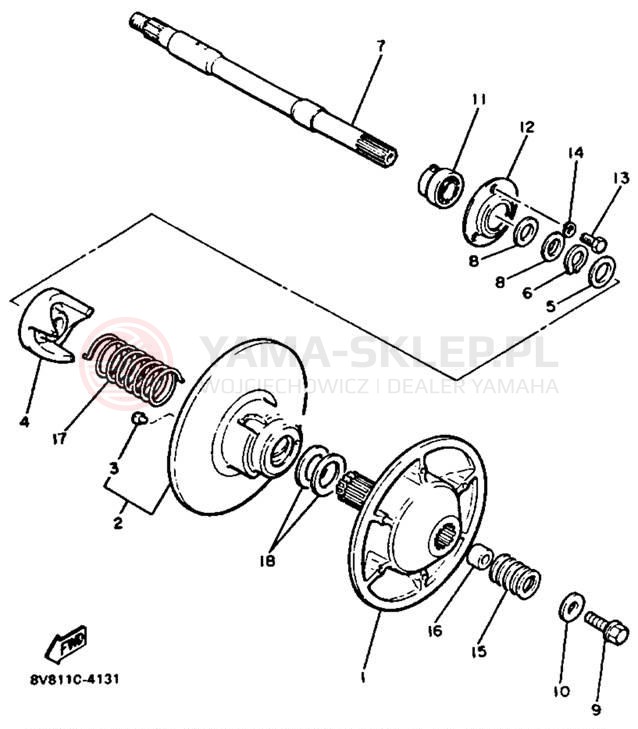 Schemat "Przeniesienie napędu" do Yamaha XL-V XL540P