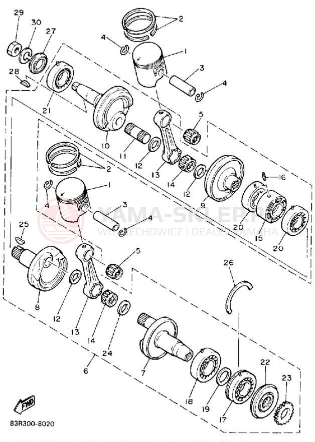 Schemat "Wał korbowy, tłok" do Yamaha VK540 VK540ER