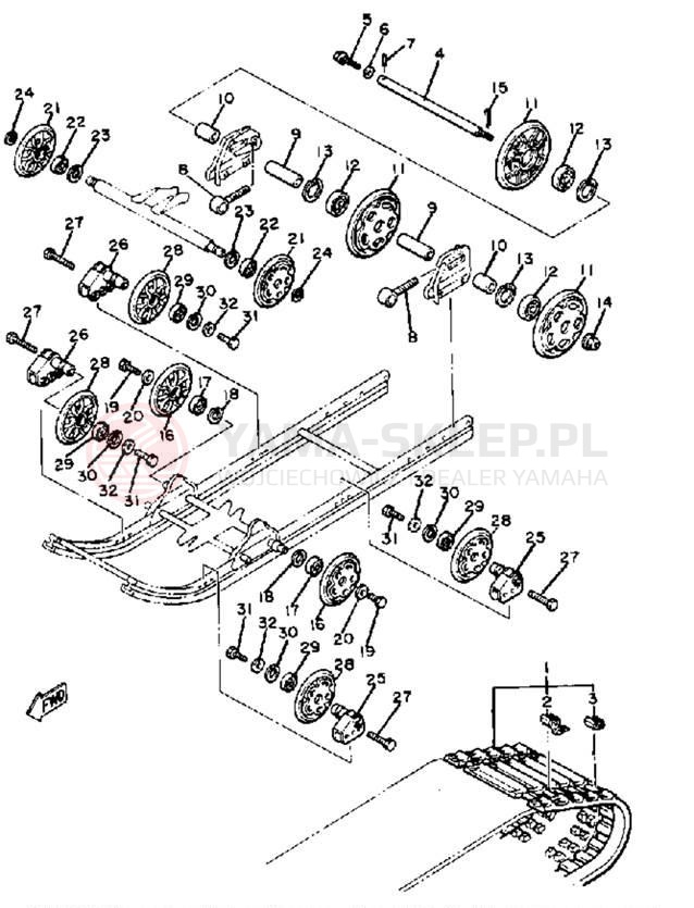 Schemat "TRACK SUSPENSION" do Yamaha SR540E