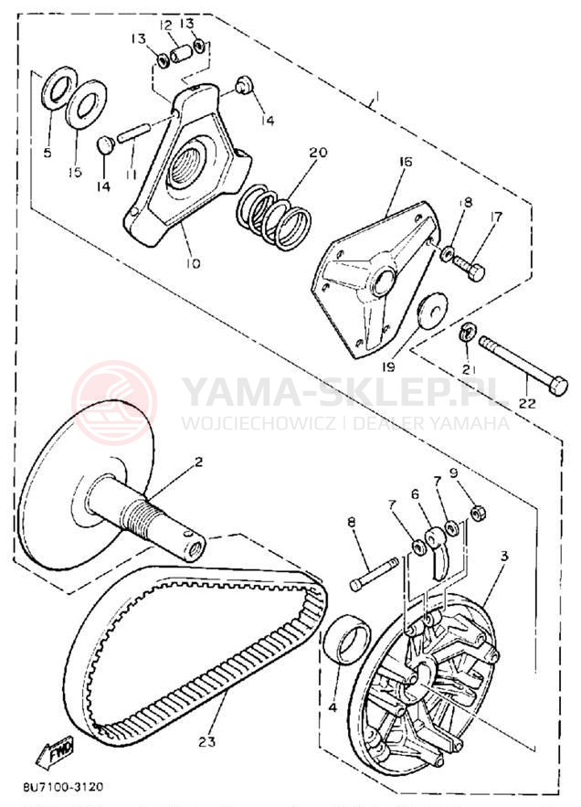 Schemat "PRIMARY SHEAVE" do Yamaha SRV SR540G