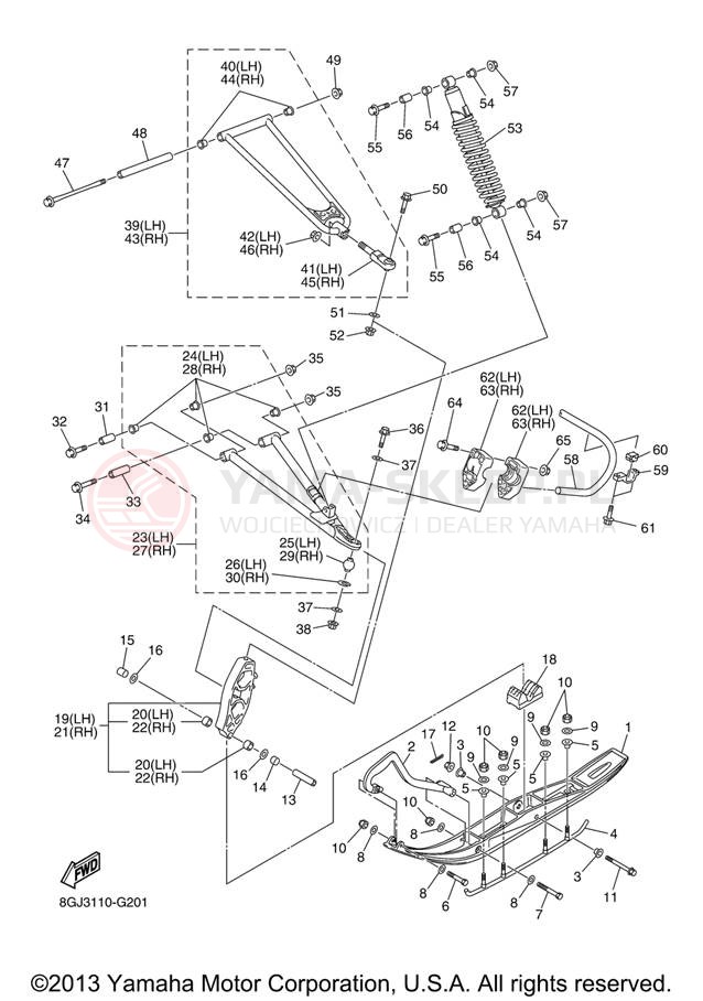 Schemat "płozy" do Yamaha VENTURE LITE PZ50VTZL/PZ50VTZR