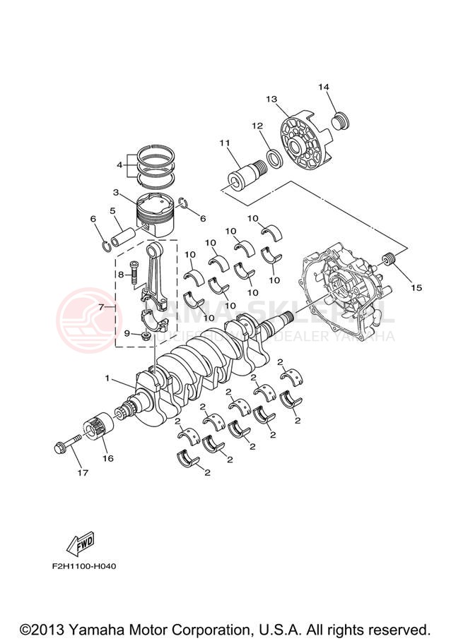 Schemat "Wał korbowy, tłok" do Yamaha (WAVERUNNER FX HO) FY1800J