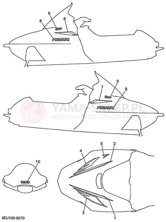 Schemat "naklejki" do Yamaha PHAZER 500 PZ500C