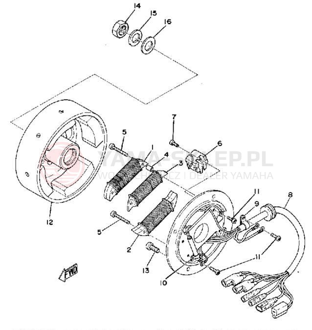Schemat "Moduł zapłonowy - cewka" do Yamaha GPX338G/GPX433G