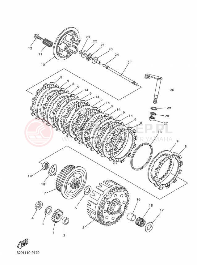Schemat "sprzęgło" do Yamaha YZ250FX YZ250FXF