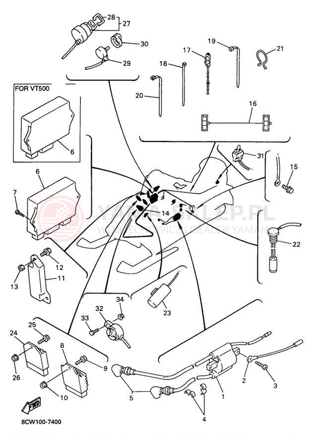 Schemat "układ elektryczny" do Yamaha VENTURE 600 VT600A/VT500A