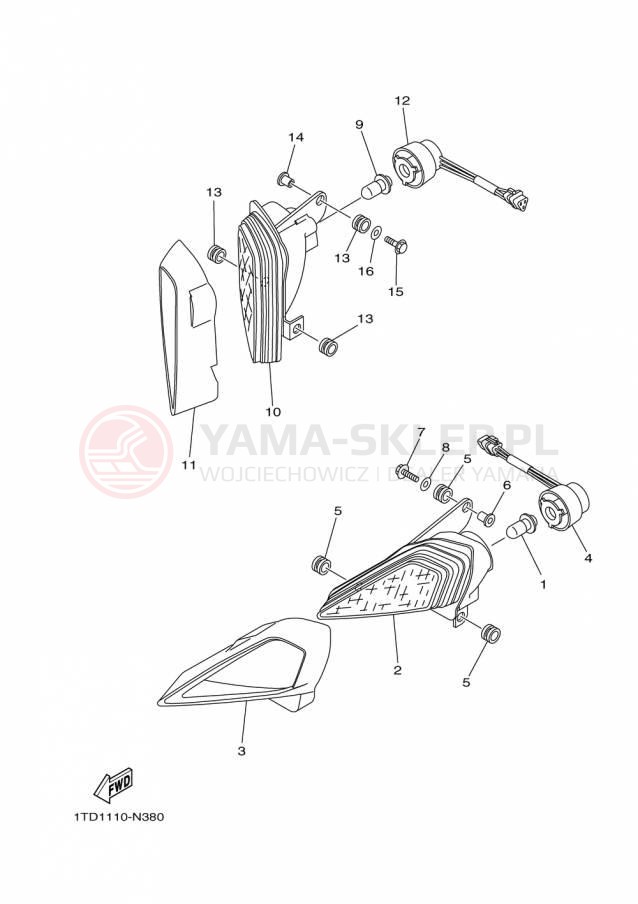 Schemat "Lampa przód" do Yamaha YFZ450R YFZ450RFL