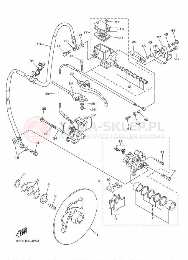 Schemat "hamulec" do Yamaha RS VENTURE GT RST90PGTFB