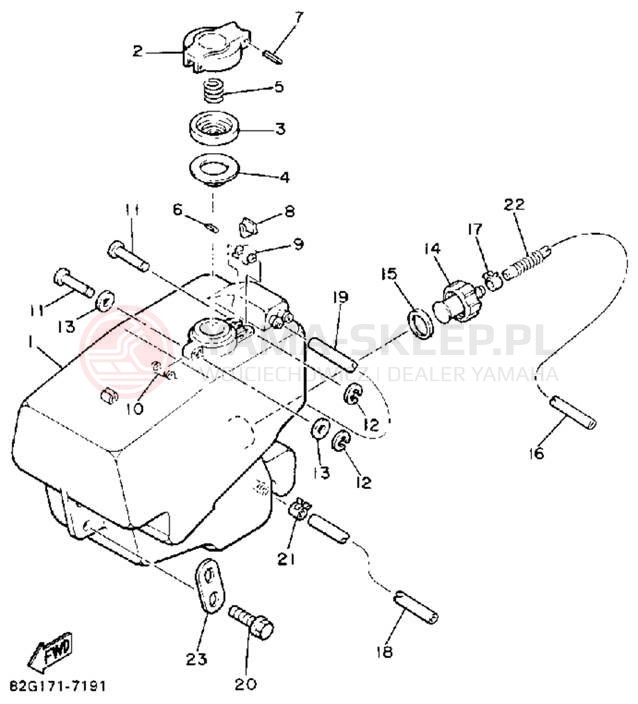 Schemat "zbiornik paliwa" do Yamaha BRAVO T (LONG TRACK) BR250TS
