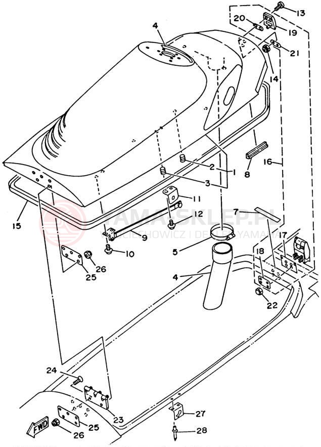Schemat "ENGINE HATCH" do Yamaha WAVE RUNNER VXR WRB650S