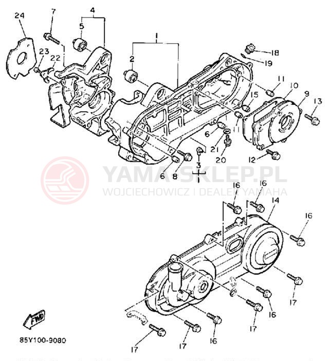 Schemat "Obudowa silnika" do Yamaha SNOSCOOT (ELEC START) SV80EP
