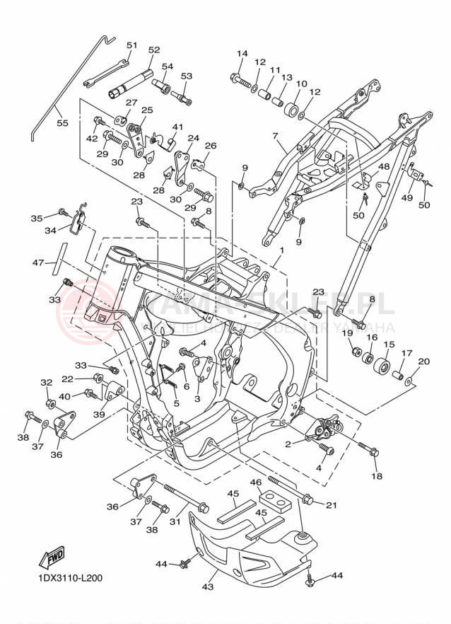 Schemat "rama" do Yamaha WR450F WR450FF