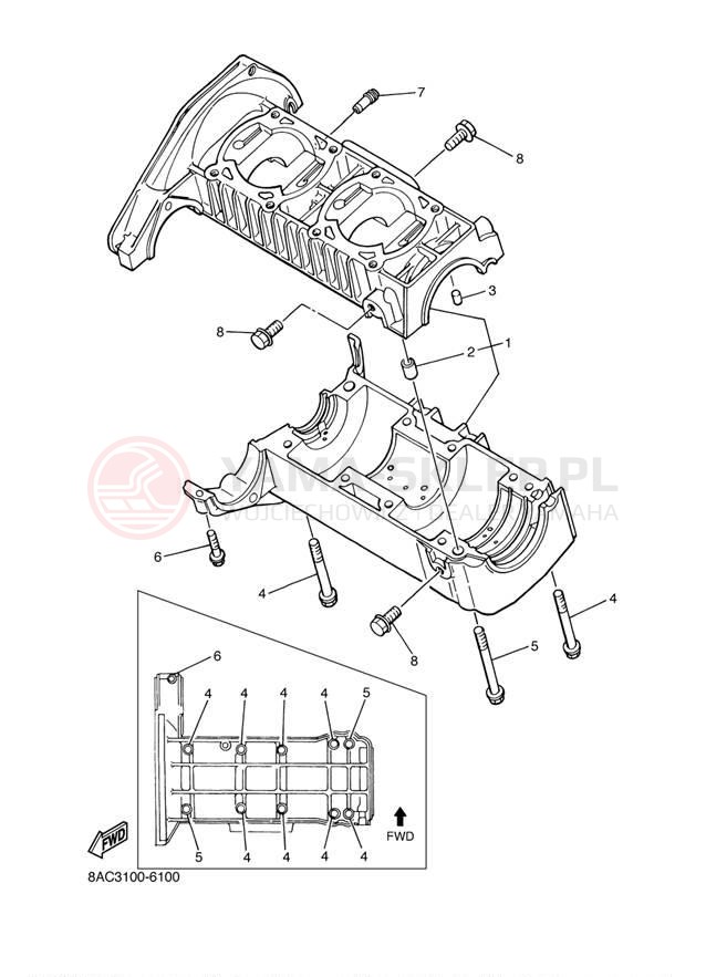 Schemat "Obudowa silnika" do Yamaha VK540 III VK540EJ