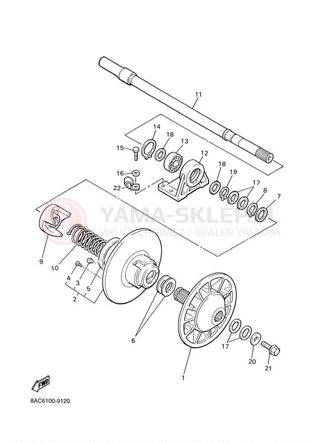 Schemat "Przeniesienie napędu" do Yamaha VK540 III VK540EF