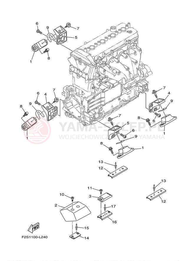 Schemat "Mocowanie silnika" do Yamaha WAVERUNNER FX HO FB1800L
