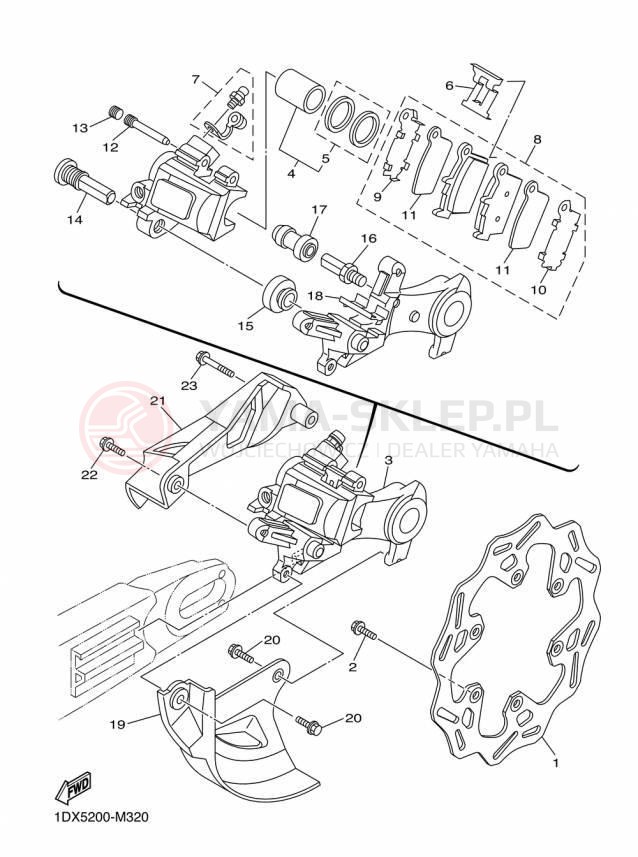 Schemat "Zacisk hamulcowy tylny" do Yamaha YZ250 YZ250F2