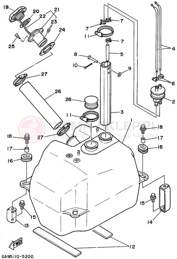 Schemat "zbiornik paliwa" do Yamaha WAVE RUNNER III WRA650T