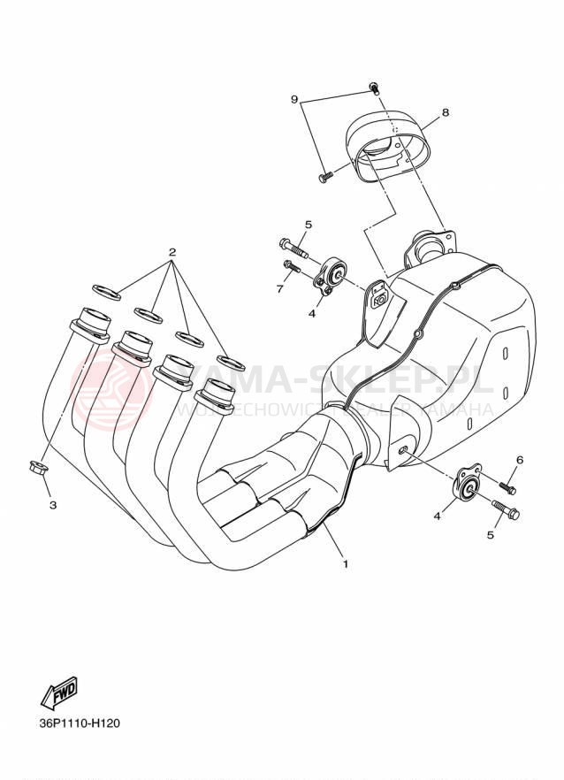 Schemat "Wydech końcowy" do Yamaha FZ6R FZ6RFCR/FZ6RFR