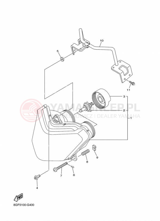 Schemat "Lampa przód" do Yamaha PHAZER MTX PZ50MTFB