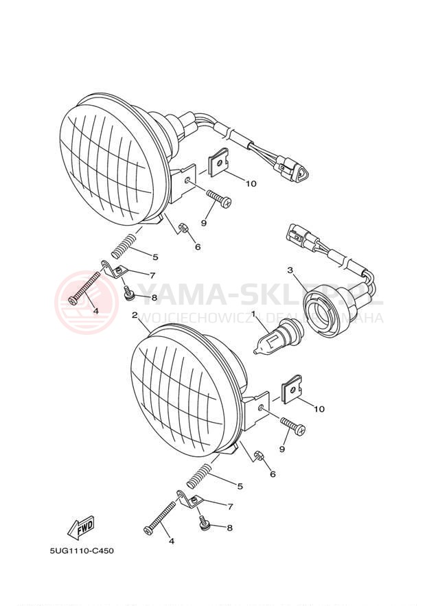 Schemat "Lampa przód" do Yamaha RHINO HUNTER YXR660FAHT