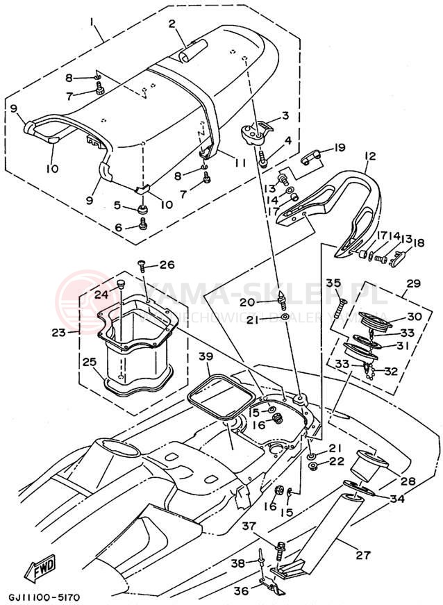 Schemat "Siedzenie i schowek" do Yamaha RA700AT