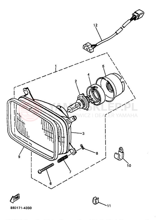 Schemat "Lampa przód" do Yamaha BRAVO LT BR250TB