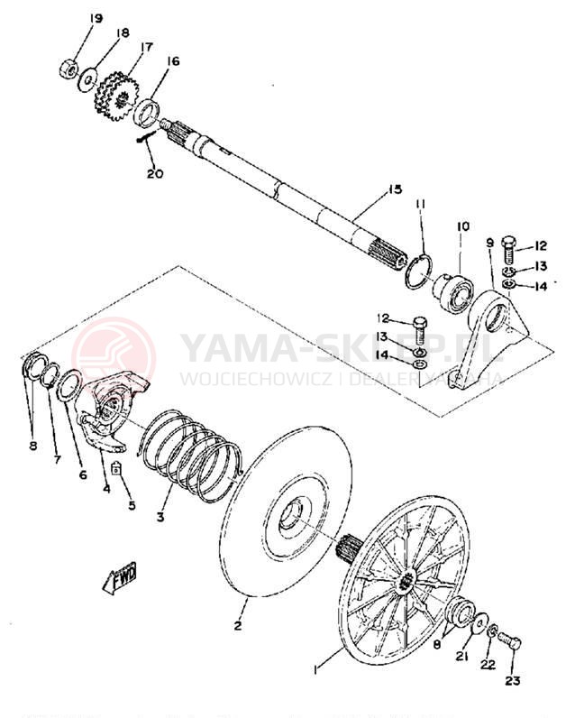 Schemat "Przeniesienie napędu" do Yamaha GPX338G/GPX433G