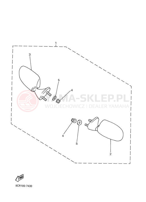 Schemat "Lusterko wsteczne" do Yamaha RX-1 ER RX10RJ/RX10RSJ