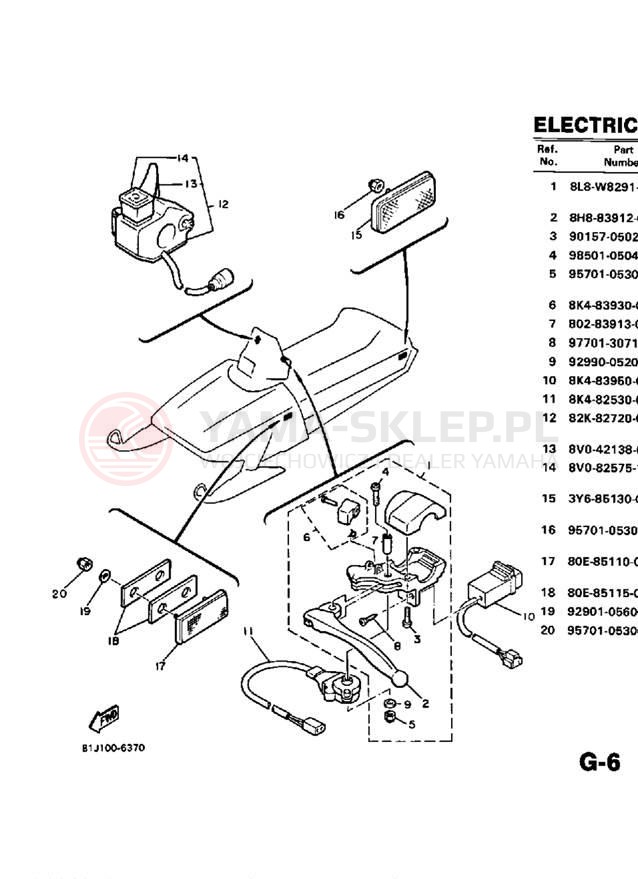 Schemat "układ elektryczny" do Yamaha PZ480EK