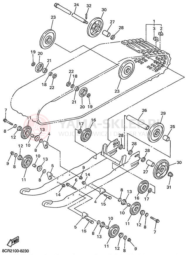 Schemat "Zawieszenie gąsiennicy" do Yamaha VMAX 500 SX VX500SXBC