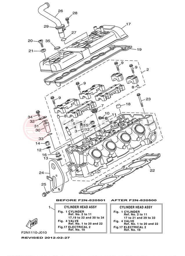 Schemat "cylinder" do Yamaha WAVERUNNER VX SPORT VX1100CL