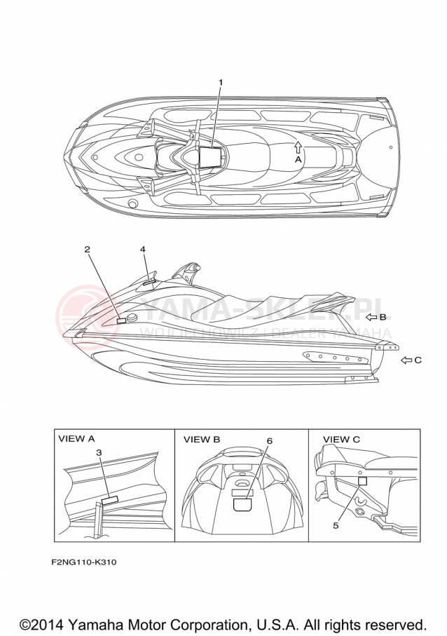 Schemat "naklejki" do Yamaha WAVERUNNER V1 VX1100EP