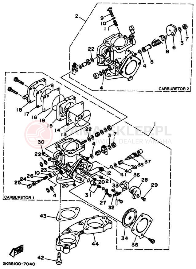 Schemat "Gaźnik" do Yamaha WAVE BLASTER II WB760V