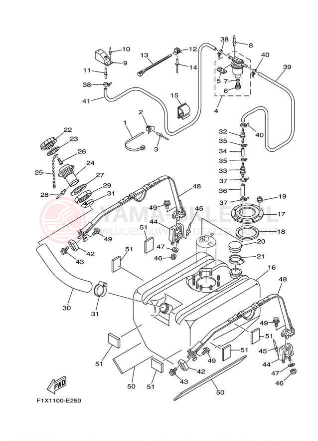Schemat "zbiornik paliwa" do Yamaha WaveRunner FX HO FX1100F