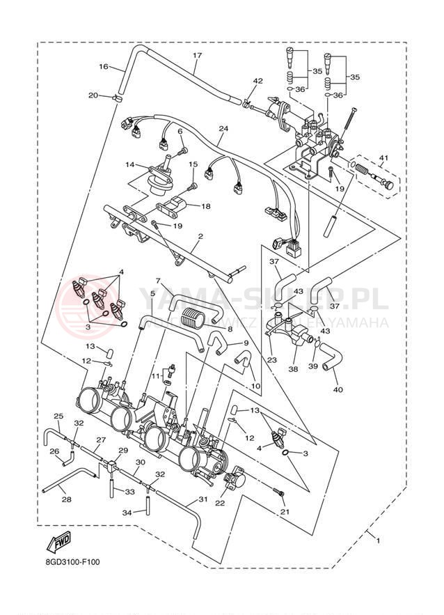 Schemat "Wtrysk paliwa" do Yamaha APEX MOUNTAIN RX10MW/RX10MSW