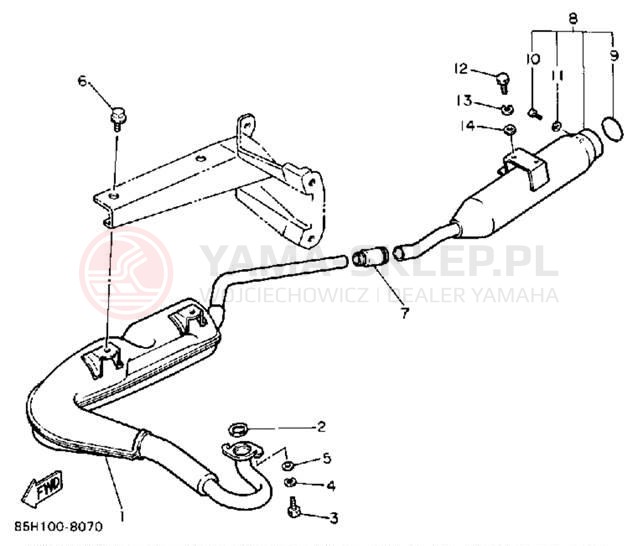 Schemat "Wydech końcowy" do Yamaha SNOSCOOT SV80M