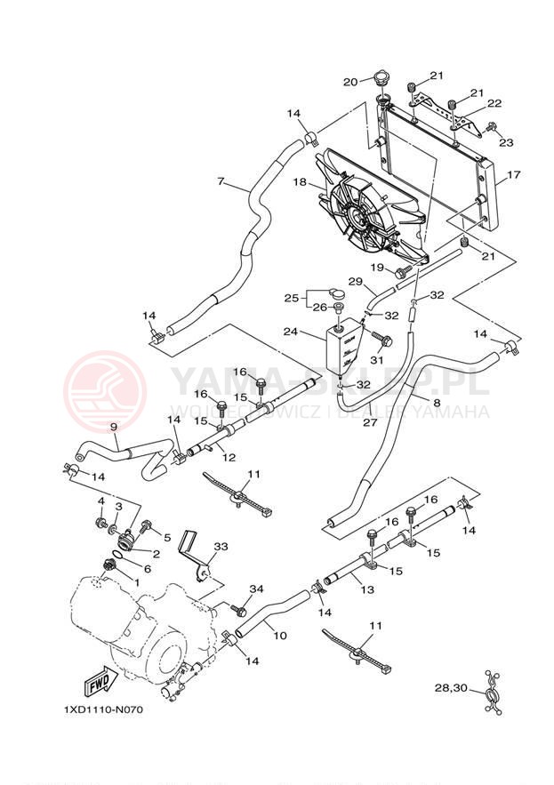 Schemat "Układ chlodzenia" do Yamaha VIKING 700 YXM700DER