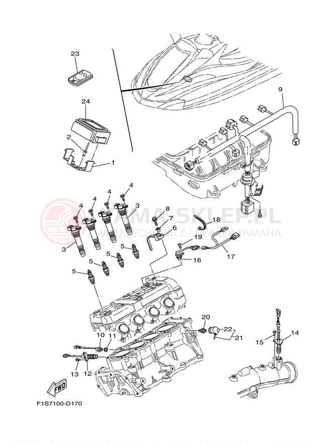 Schemat "układ elektryczny" do Yamaha WaveRunner FX HO FX1100F
