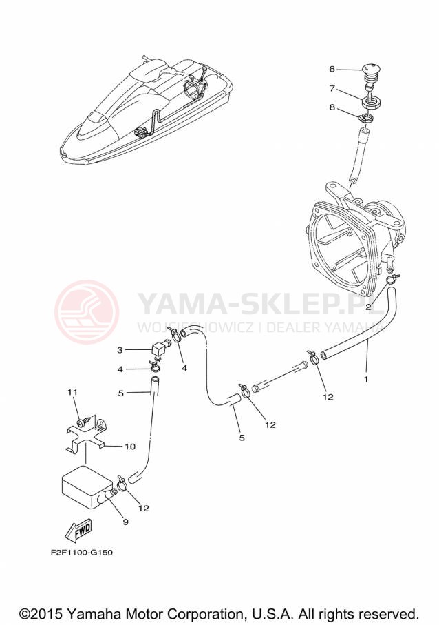 Schemat "HULL & DECK" do Yamaha WAVERUNNER SUPER JET SJ700BP