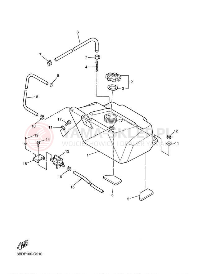 Schemat "zbiornik paliwa" do Yamaha BR250TY