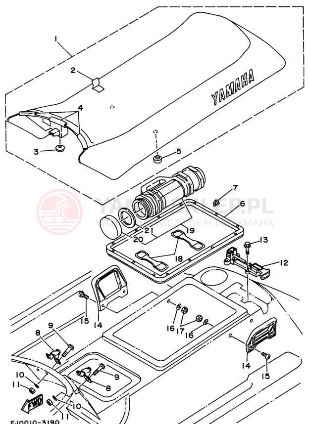 Schemat "siedzenie" do Yamaha WAVE RUNNER III WRA650U