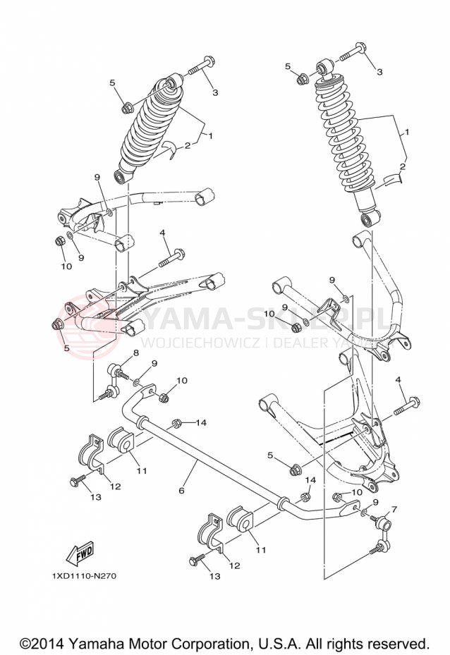 Schemat "zawieszenie tył" do Yamaha VIKING YXM700DFL