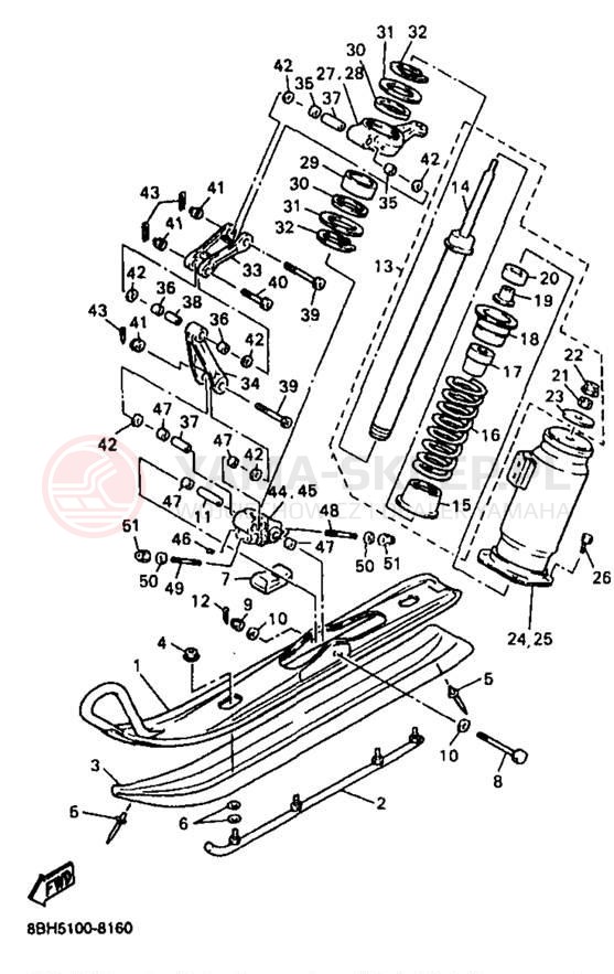 Schemat "płozy" do Yamaha PHAZER MOUNTAIN LITE PZ480STB