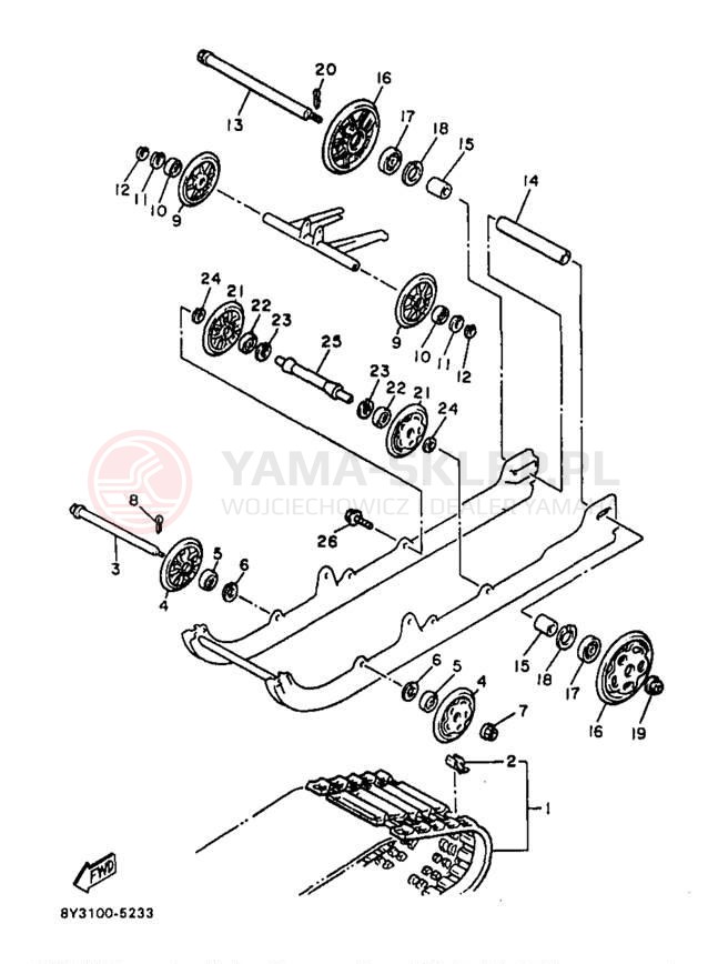Schemat "Zawieszenie gąsiennicy" do Yamaha OVATION LE CS340EB