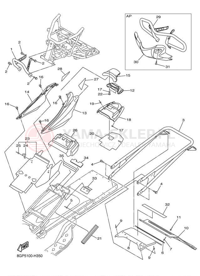 Schemat "zderzak" do Yamaha PHAZER MTX PZ50MTYO/PZ50MTYW