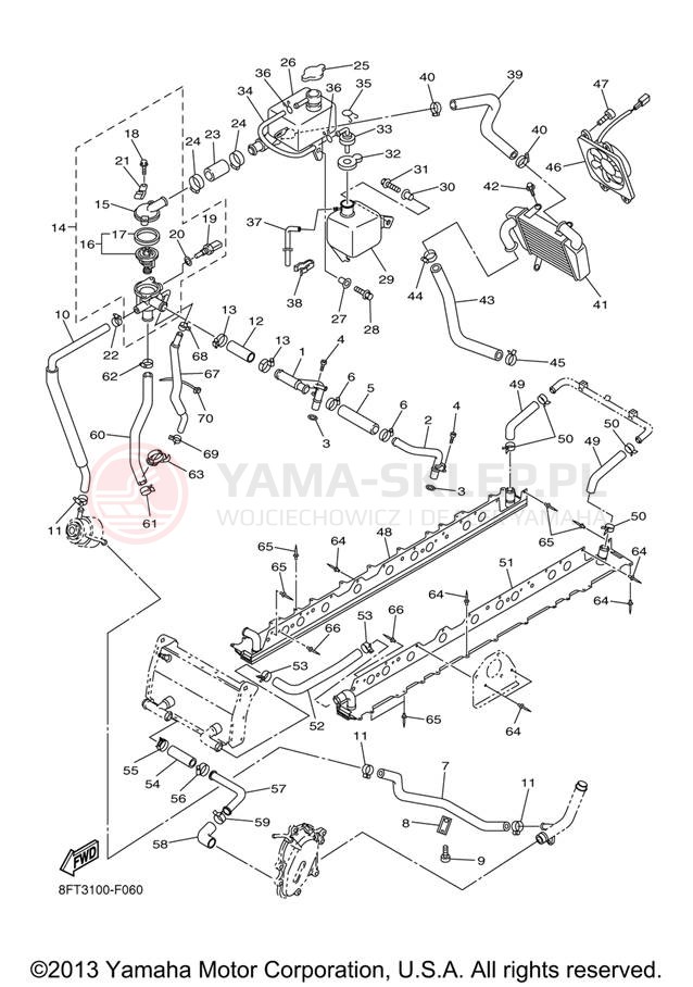 Schemat "Układ chlodzenia" do Yamaha APEX LTX RX10LTXB