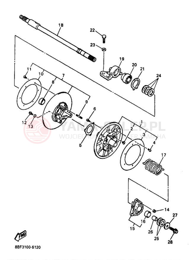 Schemat "Przeniesienie napędu" do Yamaha PHAZER SS PZ480B