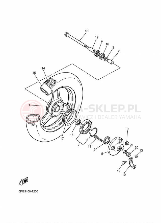 Schemat "Koło przód" do Yamaha PW50 PW50F1