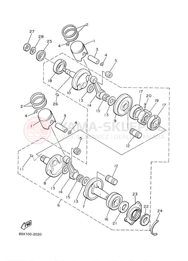 Schemat "Wał korbowy, tłok" do Yamaha ET410TRF